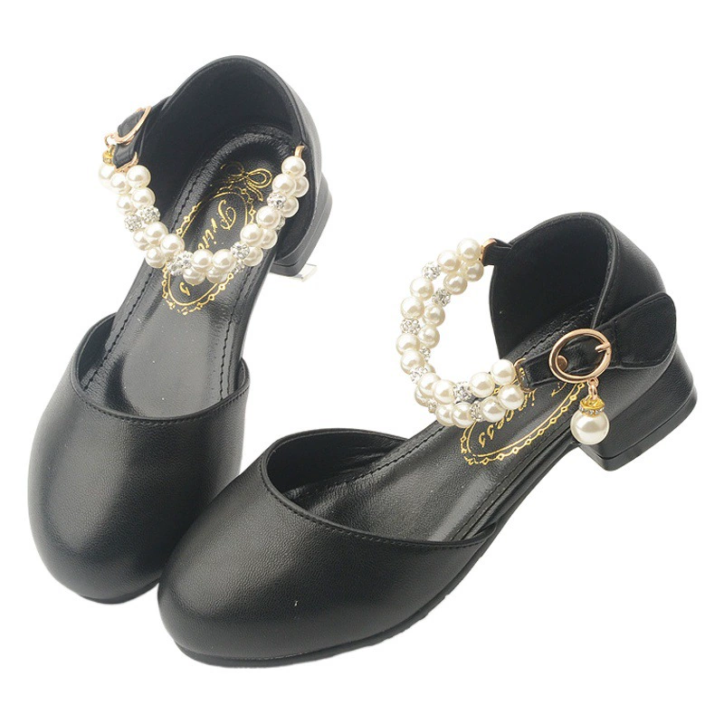 Весенние и осенние новые бриллианты жемчужные туфли для девочек на высоких каблуках