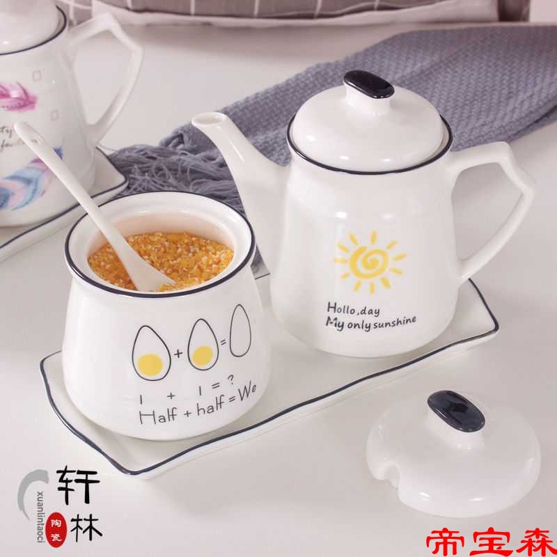 kitchen ceramics Seasoning bottles suit Pepper pot Soy sauce Vinegar pot Oil pot monosodium glutamate Seasoning Box Modular assembly