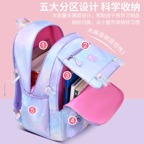 New Sesame Baby Primary School Bags 1-3-6th Grade Lightweight Girls Backpack Gradient Children's Backpack