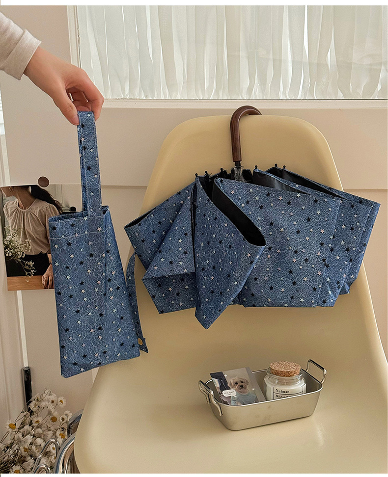 Automatic Folding Cowboy Star Umbrella Uv Protection Sunshade_voghion.com