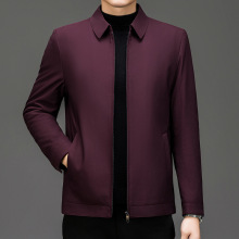 加厚保暖行政夹克秋冬新款高端翻领中老年休闲外套商务质感茄克衫