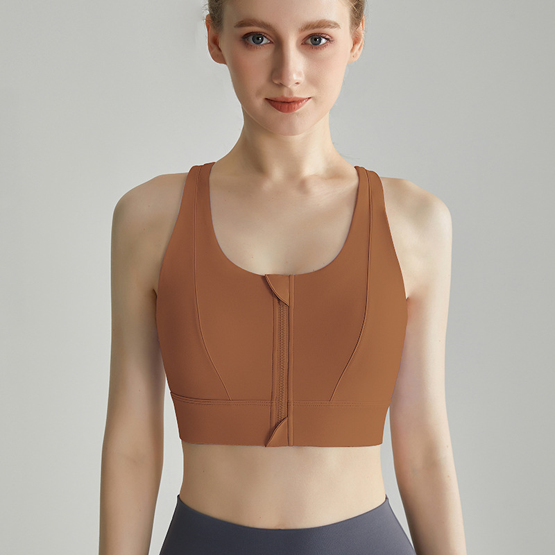 LAHN frontal zipper ropa interior deportiva antichoque recopilación para correr trasera transpirable Lycra con cojín de pecho chaleco de yoga fitness