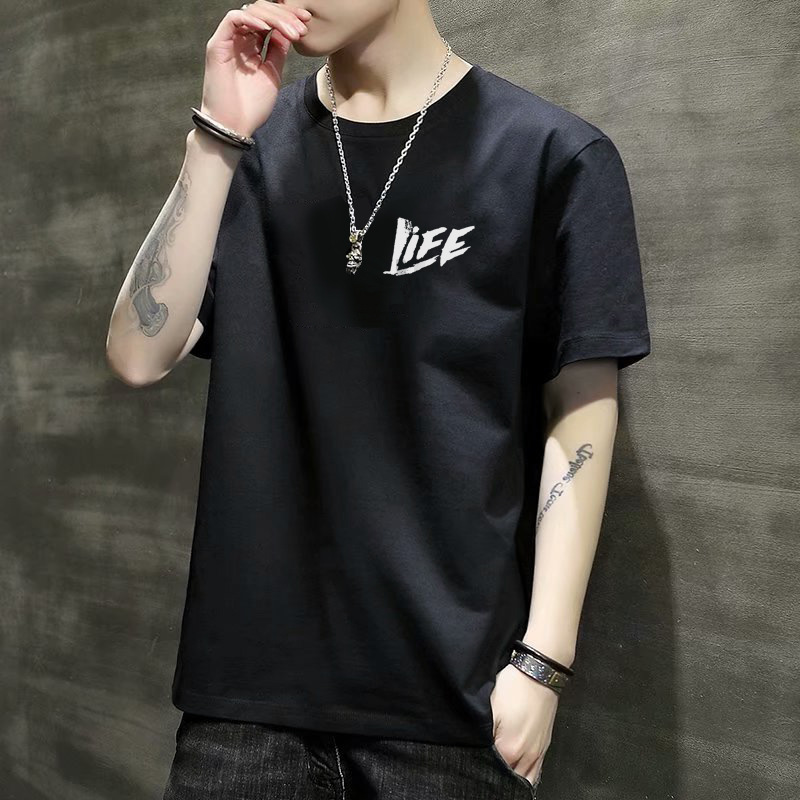 Verano ins celebridad en línea estilo coreano SLIM-Fit Camiseta de manga corta juventud carta impresa personalizada cuello redondo Camiseta casual base T