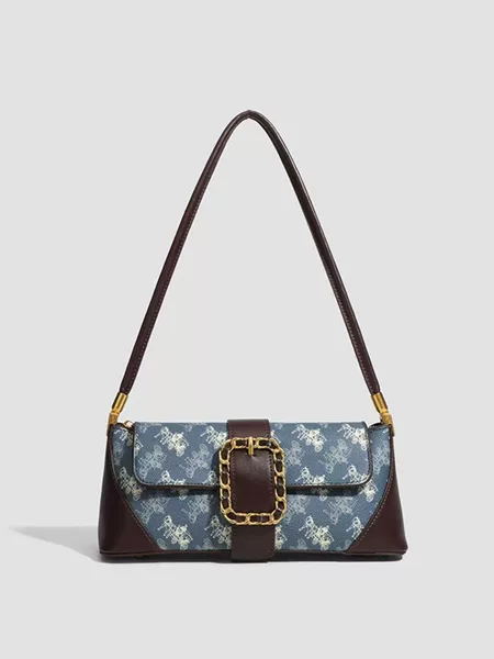 2026 New Creative Mature Style Crossbody Bag with Black and White Paint Splash Print, Underarm Bag with Pastoral Style Patchwork Design, Shoulder Bag