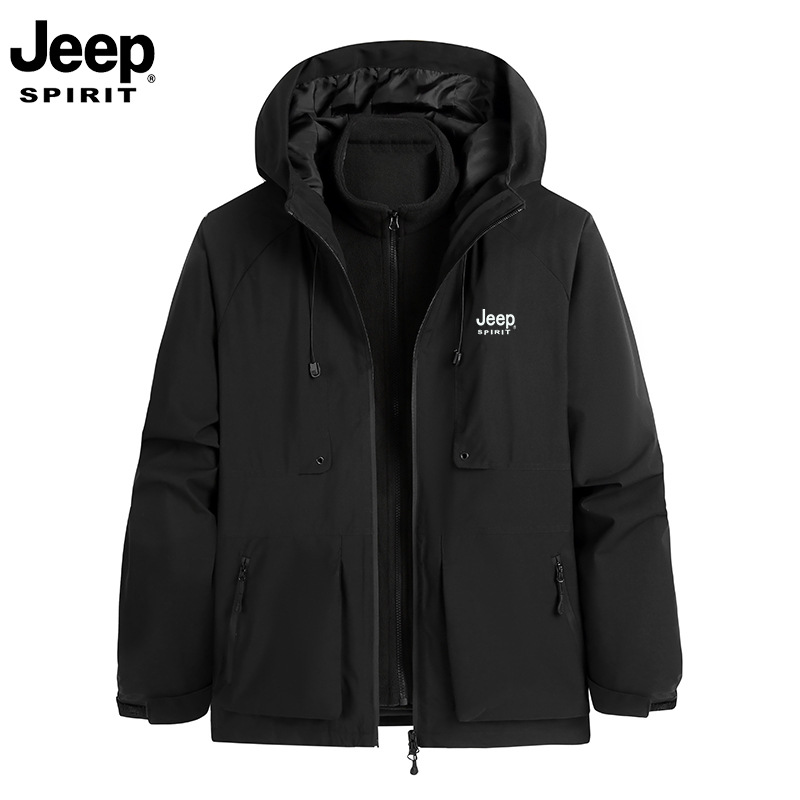 JEEP SPIRIT Jeep Jacket for Men and Women, Autumn and Winter Warm 3-in-1 Coat, Supports Group Purchase and Custom Logo