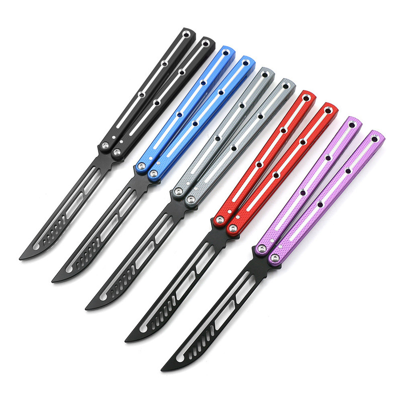 Siren Unedged Folding Butterfly Knife with Bright Groove Practice Training Knife, Fancy Knife, Comb Knife, Squid Folding Knife