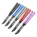 海妖未开刃折叠蝴蝶刀亮槽练习训练刀甩手花式刀梳子刀鱿鱼折叠刀