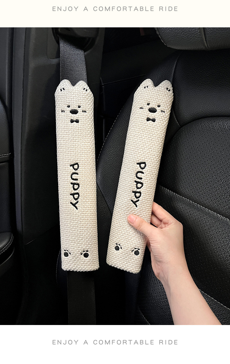 Car Seat Belt Shoulder Cover, Universal for All Seasons, High-End Ladies Cartoon Cute Car Anti-Slip Sweat-Absorbent Protective Cover