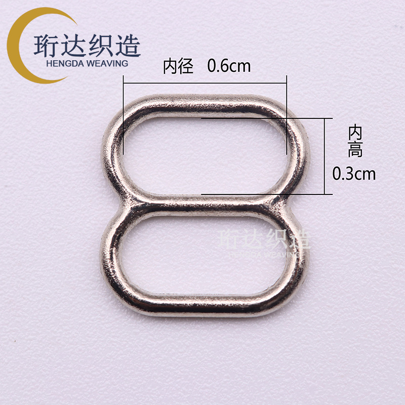 8 hebillas 0,6 cm de Goma interior (plata) / grano - agujero ancho