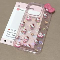 可爱粉红KT 猫蝴蝶结适用iPhone16promax手机壳15全包式14少女13