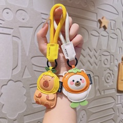 クリエイティブレザーカピバラキーホルダー女性のためのかわいい漫画カピバラ絶妙な装身具バッグペンダント小さなギフト