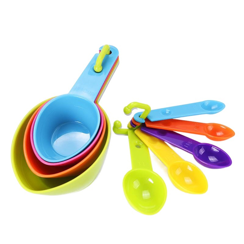 Herramientas para hornear Juego de 4 piezas para gatos y perros Pala de alimentos para mascotas Taza medidora Juego de 9 piezas Taza medidora de plástico Combinación de harina Cuchara medidora