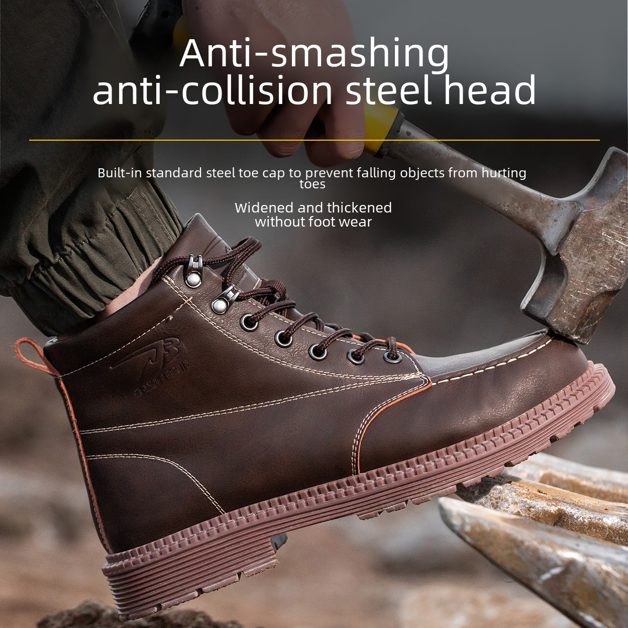 Factory Cross-border Comfortable Durable Protective Safety Shoes for Men, Synthetic Leather, Anti-Puncture, Anti-Puncture Steel Toe Work Boots