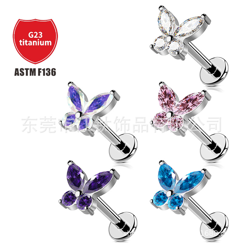 Pointed titanium steel lip stud product view