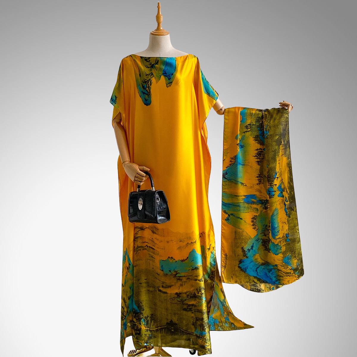 Women's Simulated Silk Scarf Shawl Spring Summer New Style Beach Vacation Cover Up Brocade Sun Protection Clothing_voghion.com