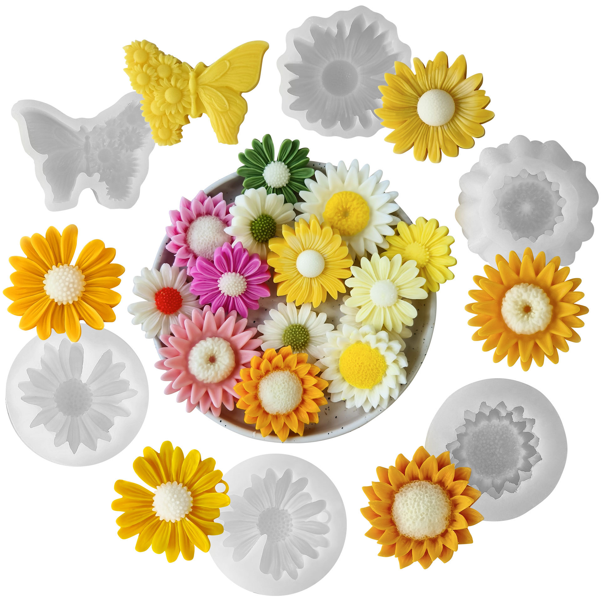 Girasoles flor de sol molde de jabon de banana margarita DIY flores de jabon hecho a mano barra magnética piedra de fragancia abrasiva