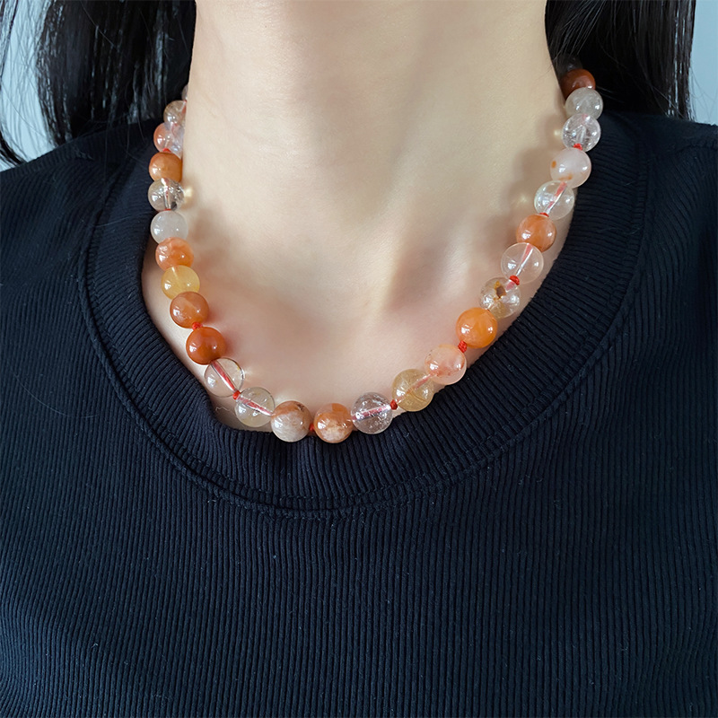 89g Weight Elegant Color Block Natural Stone Copper Necklace In Bulk