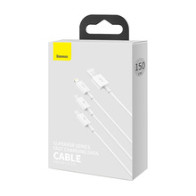 倍思 优胜系列 一拖三快充数据线 USB to M+L+C 3.5A