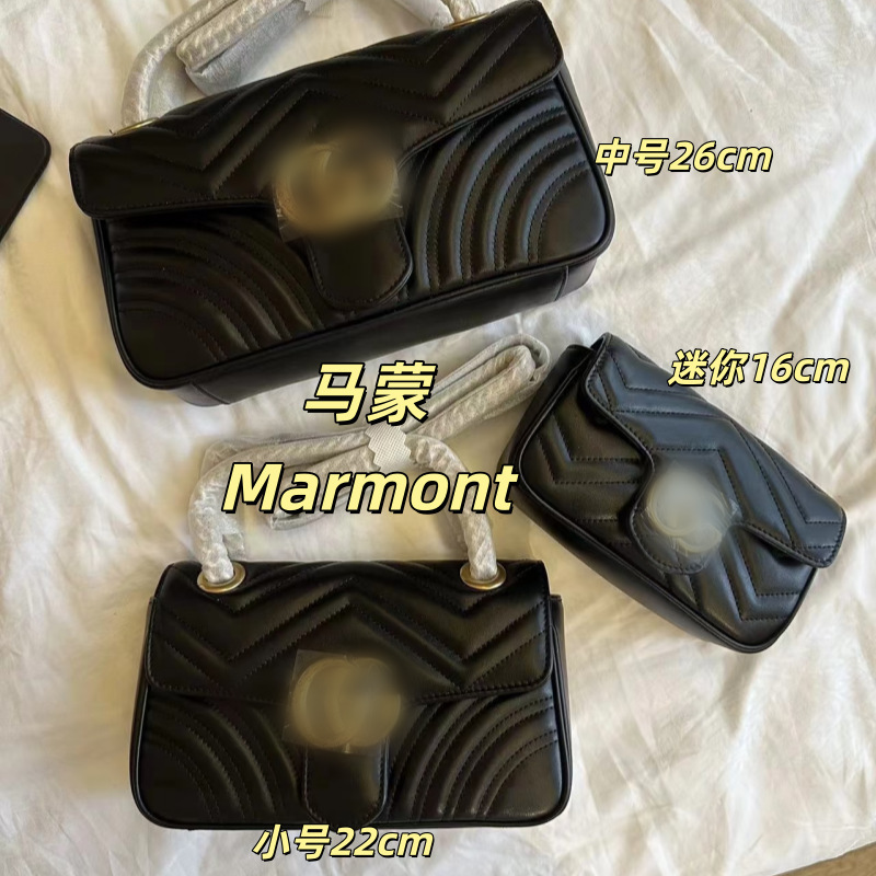 2026 Women's Bag Gujia g Wave Pattern Marmont Genuine Leather Chain Quilted Crossbody Bag Handbag Medium Size 2026 Women's Bag Gujia g Wave Pattern Marmont Genuine Leather Chain Quilted Crossbody Bag Handbag Medium Size