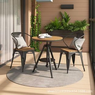 Outdoor Plastic-Wood Casual Tables and Chairs Internet-famous Simple Courtyard Outdoor Sunscreen Anticorrosive Moisture-proof Casual Tables and Chairs Combination Balcony