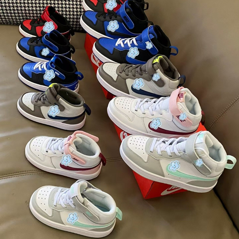 Putian Genuine N K Small Workwear-Style High-Top Children's Casual Sneakers with Velcro for Boys and Girls, Versatile Board Shoes