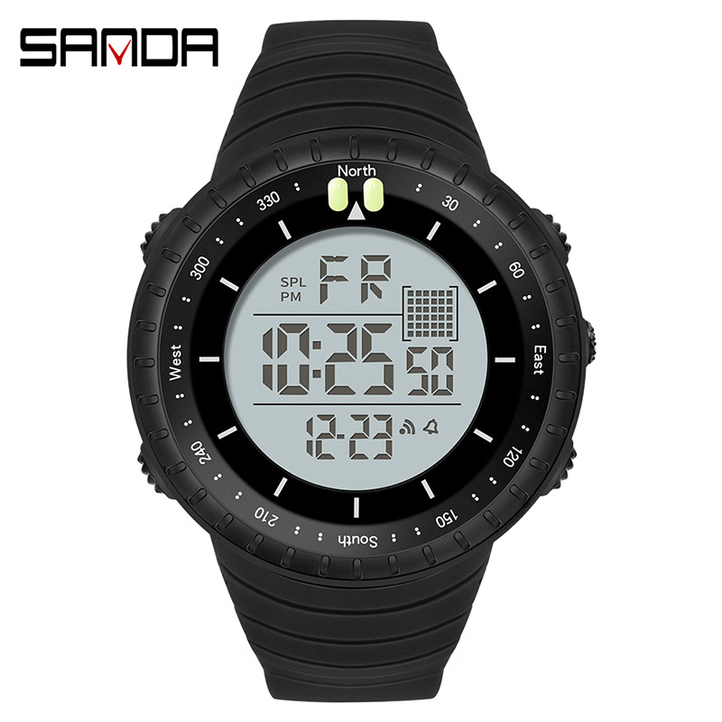 Sanda New Fashion Cold Light Digital Watch Simple Multifunctional Waterproof Electronic Watch Outdoor Sports Men's Wristwatch