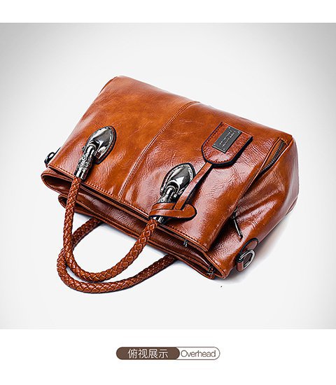European and American retro women's bag trend, new cross-border hand-held shoulder crossbody bag made of oil wax leather for export, one piece, global consignment undefined