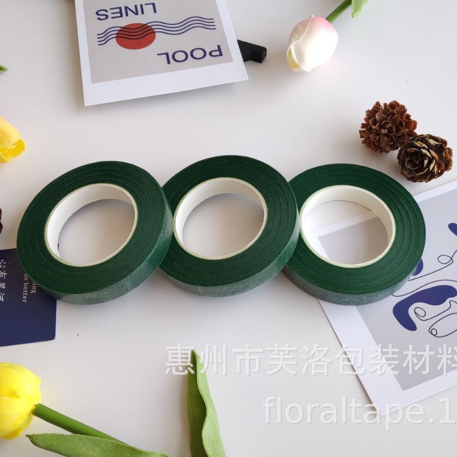 FUENTE Flor de fábrica de la cinta Polo cinta floral al por mayor 18 m cinta verde DIY producción de flores artificiales