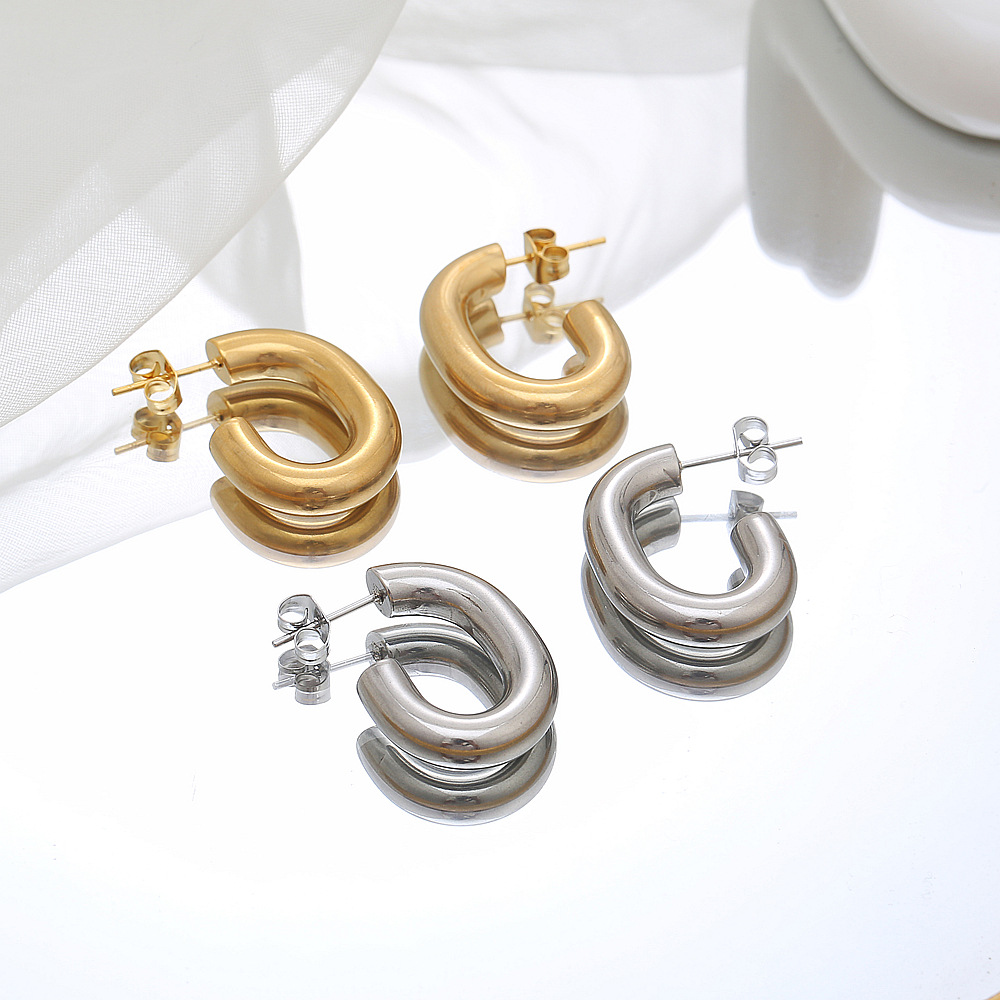 Fashion C Shape Plating Titanium Steel Ear Studs display picture 1