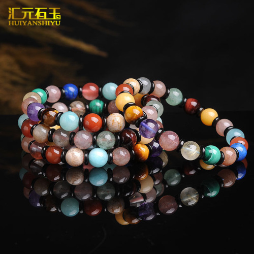 Multi-treasure crystal bracelet colorful green eagle eye stone rose red tiger eye garnet red agate jade jade bracelet