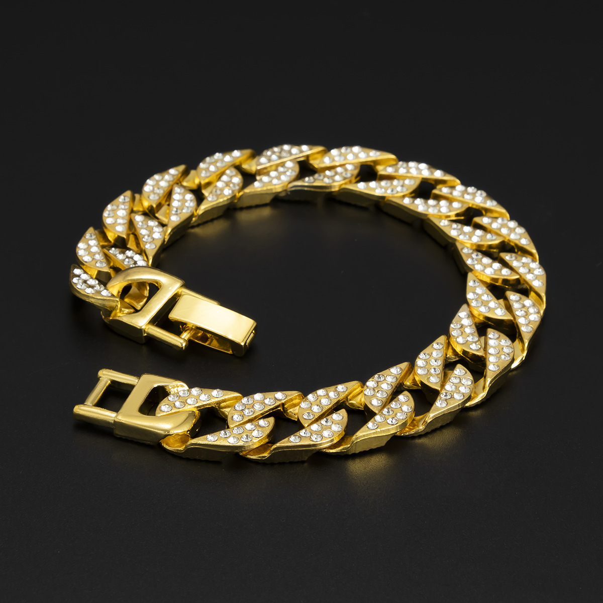 Bijoux Hip-hop pour femmes, chaîne cubaine entièrement en diamant avec boucle à pression en strass ajourée, collier de clavicule_voghion.com