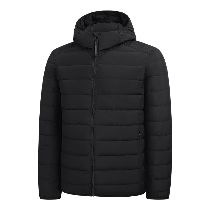 Vêtements pour hommes d'âge moyen, épais, couleur unie, fermeture éclair, col amovible, noir, hiver, blanc, canard, soie, coton, veste décontractée en soie et coton_voghion.com