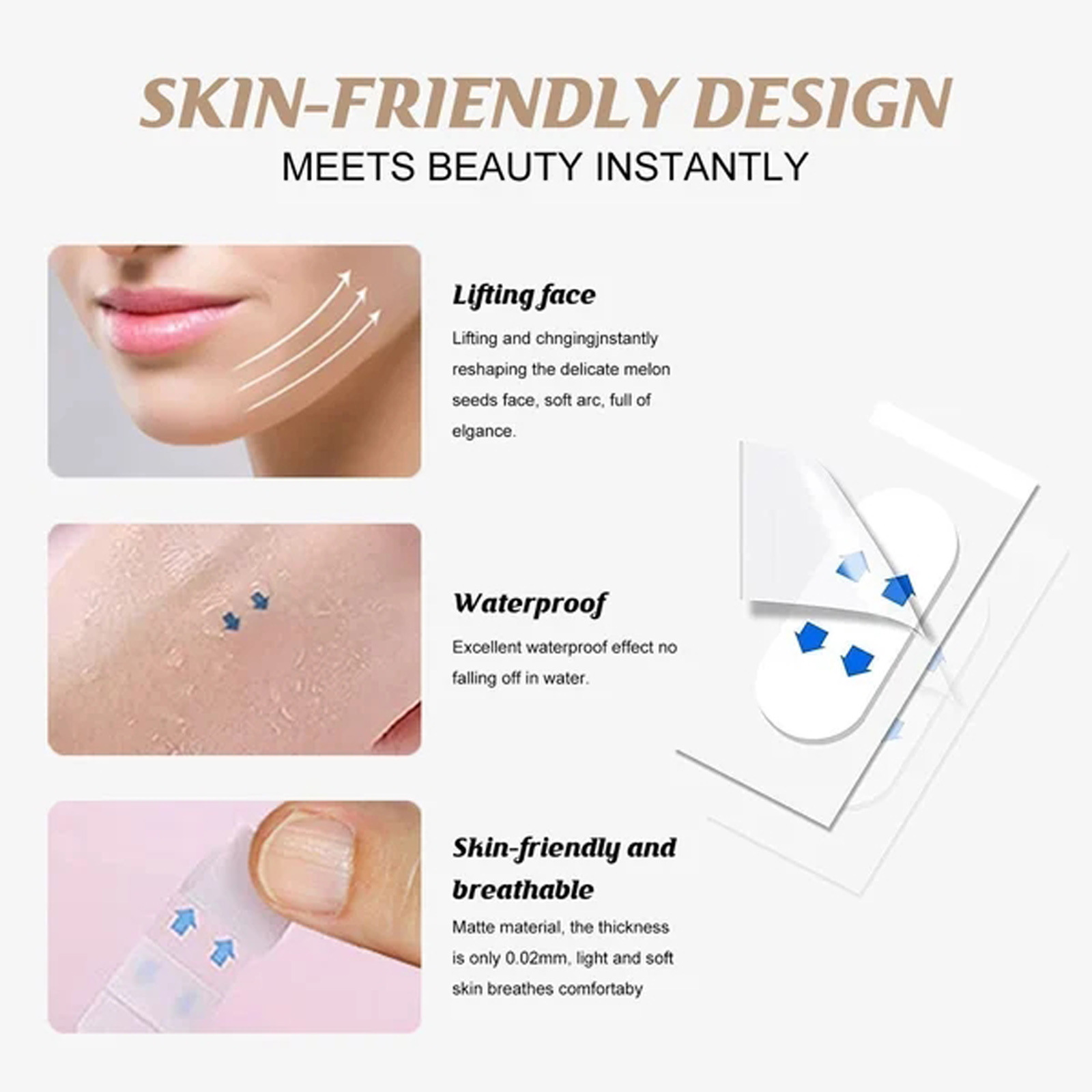 Levantamiento facial invisible pegatinas cara de elevación y apriete pequeñas pegatinas de cara transparente invisible vendaje facial levantamiento facial y apriete