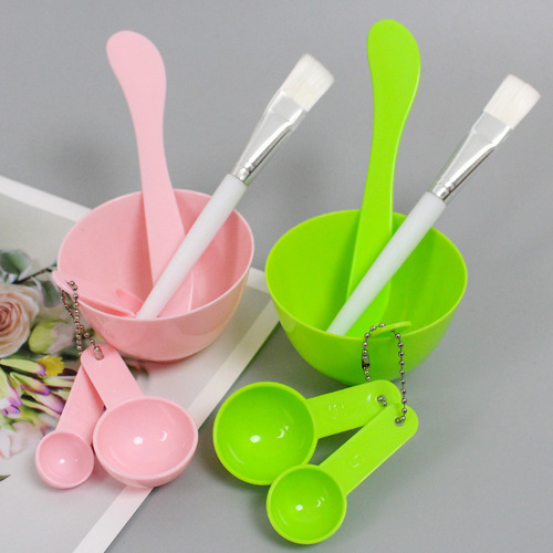 Beauty spa tool set, facial mask bowl, wholesale six-piece set, makeup brush, mask adjustment, mixing stick, measuring spoon, plastic bowl