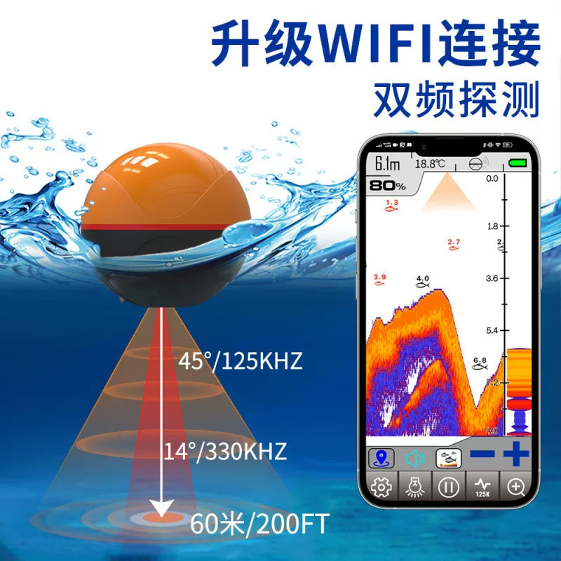 Переходной границы новый Er Chang Fish Беспроводной звук под водой HD умная WiFi мобильная версия двойной частоты звук рыба