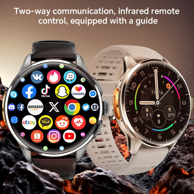 Cross-Border New Model H100 Smart Watch 5g Sim Card Global Communication Google Store App Download Photography Sim Card + Blue