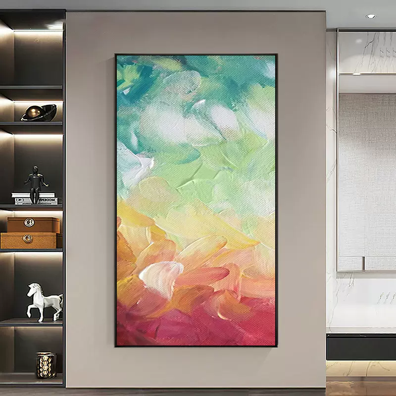玄关现代简约挂画轻奢抽象油画沙发背景手绘巨幅画客厅大幅装饰画