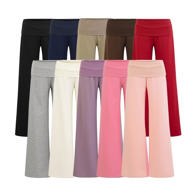 Flip-Waist Straight Wide-Leg Sweatpants for Women 2026 New Fashion Versatile Slim-Fit Casual Long Pants Flip-Waist Straight Wide-Leg Sweatpants for Women 2026 New Fashion Versatile Slim-Fit Casual Long Pants