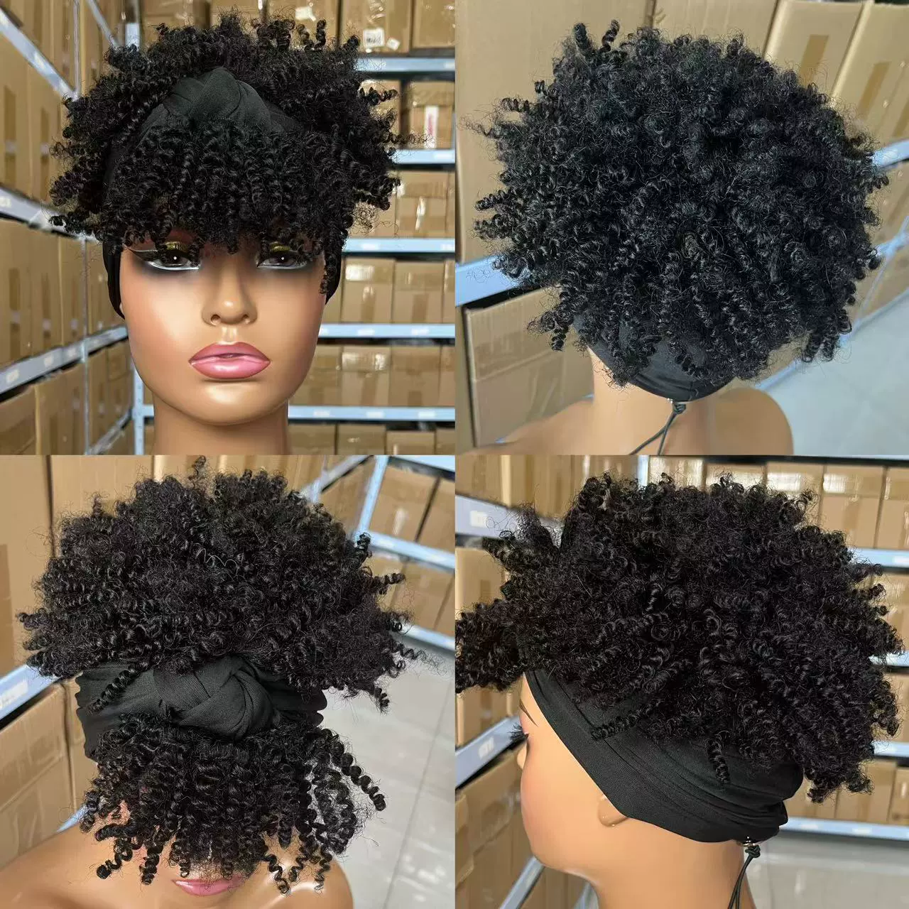 ✨NWT Headband Wig Synthetic Short Afro Kinky Curly Amazon.com : LEOSA Short Afro Kinky Curly Wigs for Black  main image 3