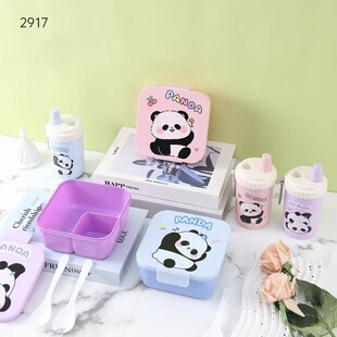Plastic Student Lunch Box Water Cup suit Office workers Portable Lunch Box Cartoon Cute High Color Value