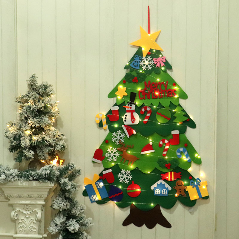 Amazon popular Navidad hecho a mano DIY regalo de los niños fieltro tela árbol de Navidad regalo educativo decoraciones