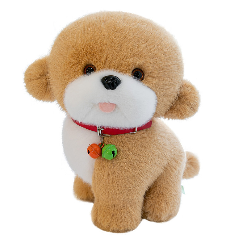 Campana Bichon perro muñeca peluche simulación taza de té perro cachorro muñeca de trapo niño regalo de cumpleaños femenino
