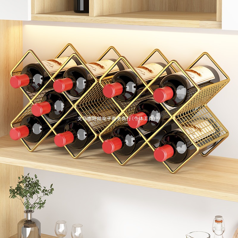 Red Wine Rack Household Ornaments Light Luxury Wine Storage Rack Tilted Display Rack Wine Cabinet Storage Rack