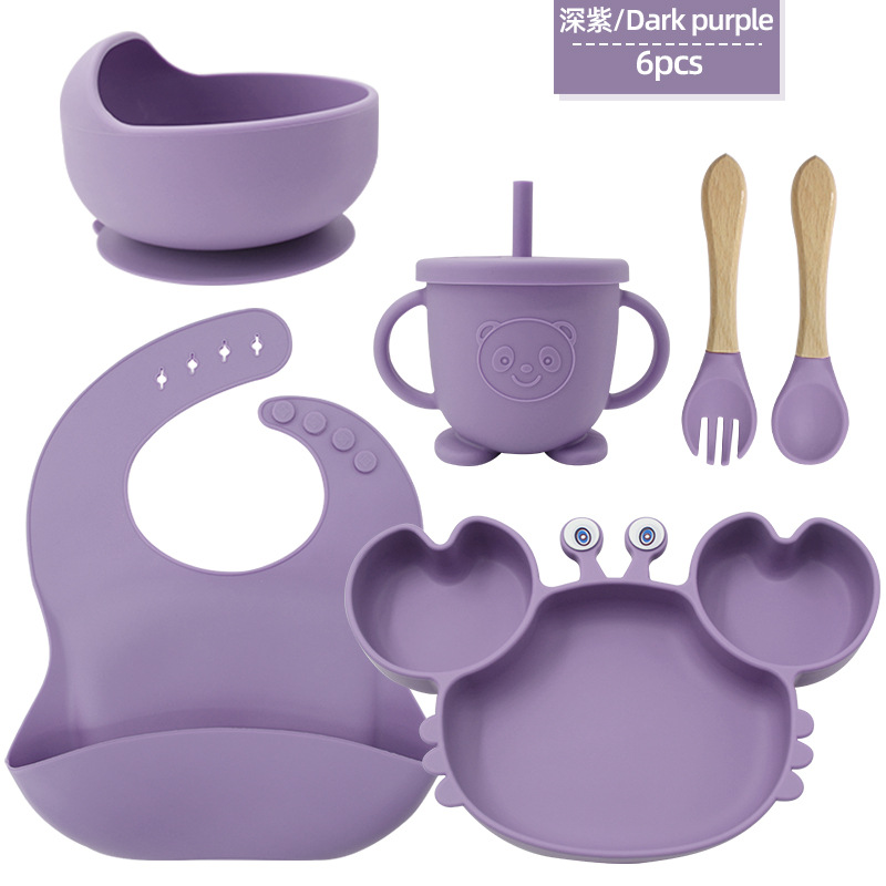 Juego de platos de silicona para bebés y niños aprenden a comer y beber vajilla de alimentación para bebés
