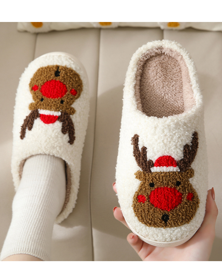 Unisex Casual Cartoon Elk Round Toe Cotton Slippers display picture 3