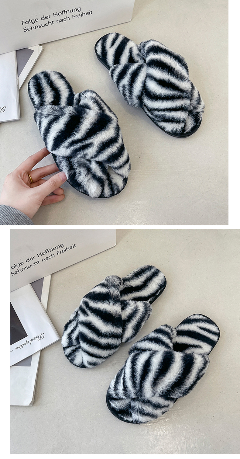 female flat bottom warmth cross hairy slippers nihaostyles clothing wholesale NSKJX71212