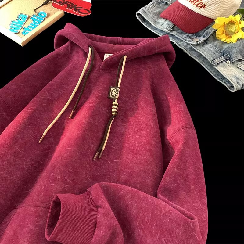dirtyfit wine red Dirty Tie-dyed Sweater Men's American-style Heavy-weight Wash Hoodie High-end Jacket dirtyfit wine red Dirty Tie-dyed Sweater Men's American-style Heavy-weight Wash Hoodie High-end Jacket