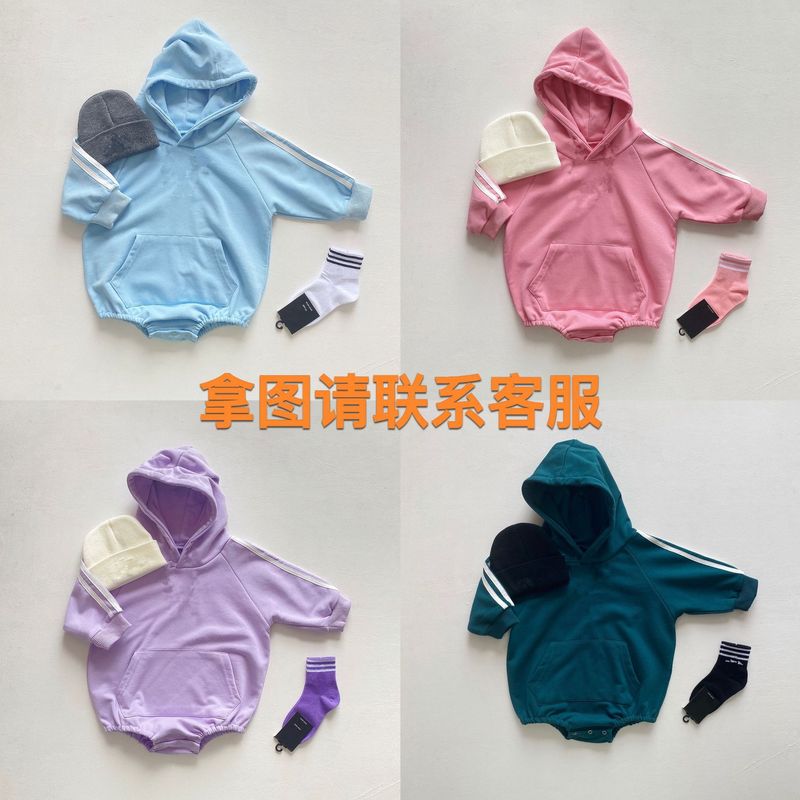 婴幼儿春秋连帽卫衣连体衣宝宝字母刺绣三角爬男女童包屁衣外出服|undefined