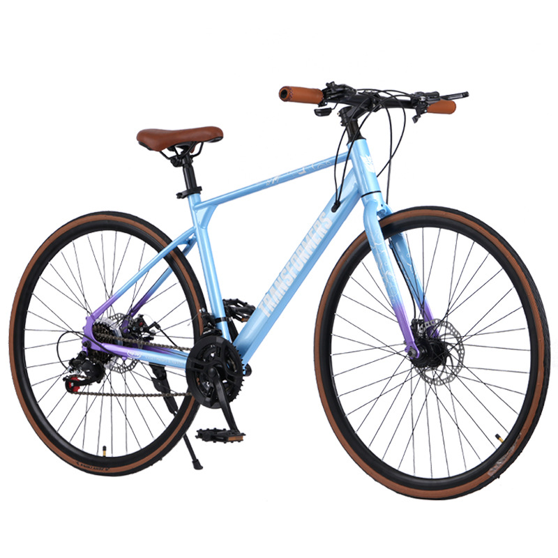 700C hombre de velocidad variable bicicletas de doble cilindro bicicleta de velocidad de carrera de carretera para jóvenes mujeres