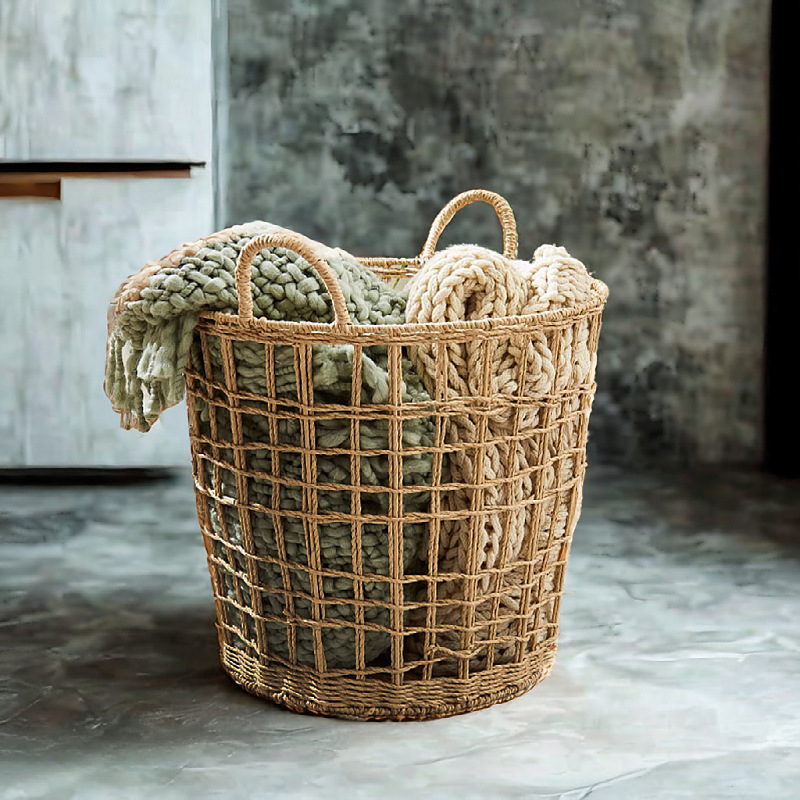 Cesta de ropa sucia tejida, canasta de almacenamiento de clasificación de ropa de dormitorio de gran capacidad para el hogar, canasta de ropa sucia para baño, canasta de lavandería para baño